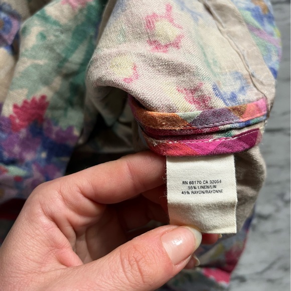 Floral Linen Blend Skirt - Picture 6 of 7